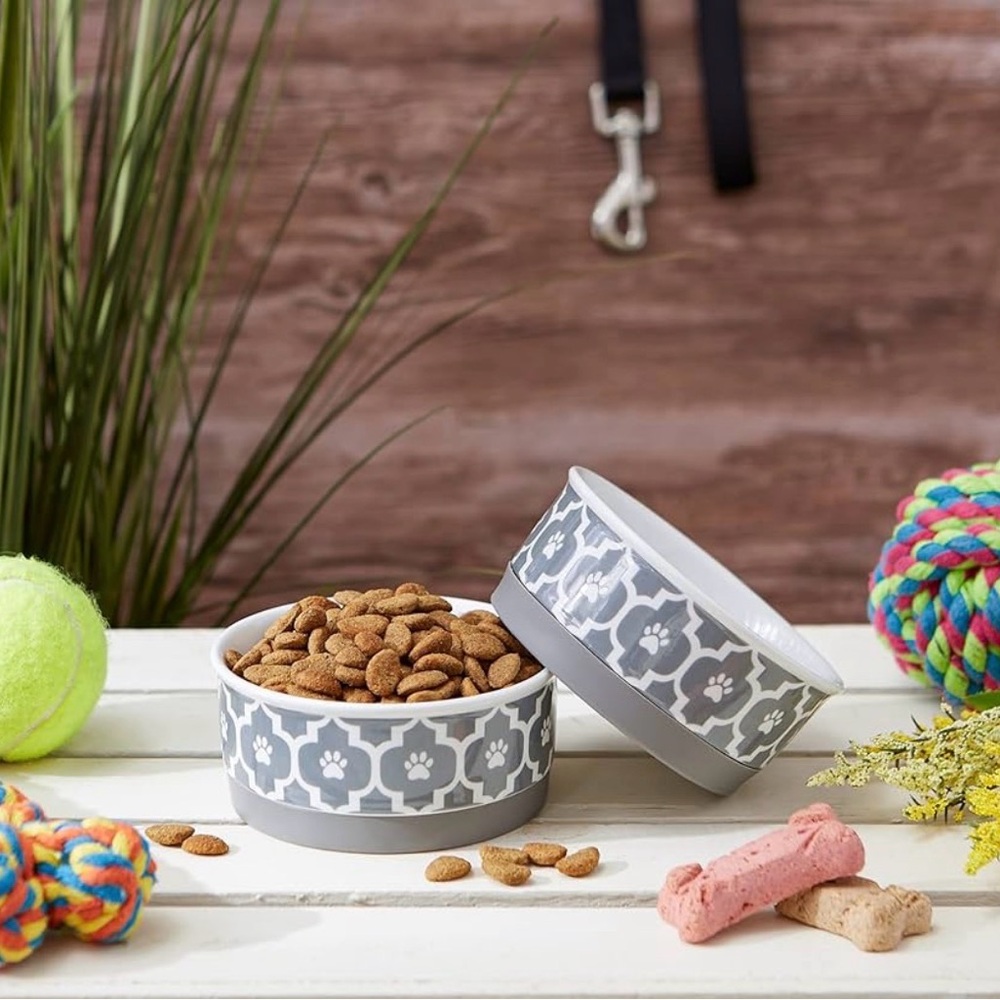 Bone Dry Lattice Collection Small Pet Bowls, 2 Piece Set - Picture 2 of 4